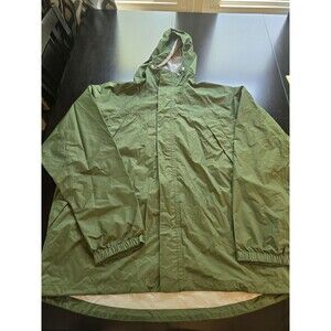 L.L. Bean Men's XL Reg H2OFF Rain Jacket Green Hooded Mesh Lined Nylon Ripstop